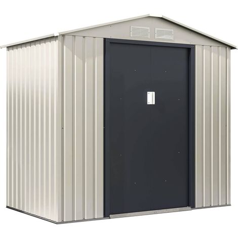 Habitat Et Jardin – Abri de jardin métal Nebraska 4.07 m² – Dimensions 191 x 213 x 195 cm – 2 portes coulissantes – Anti-UV et anti-rouille