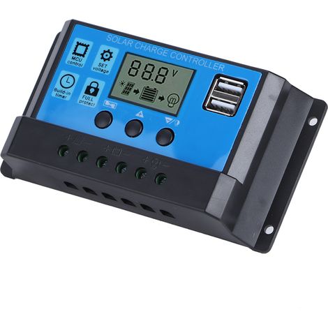 60A PWM-Solarladeregler mit zwei 5V-USB-Anschlüssen und LCD-Display für Solarpanel und Batterie (1/5)