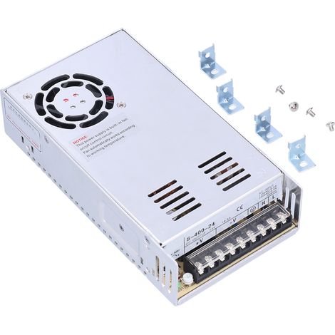 Alimentation à découpage DC 400W avec pinces, boîtier en alliage d'aluminium, conversion de tension 115-230V AC, S-400-24 24V/16.5A (1/5)