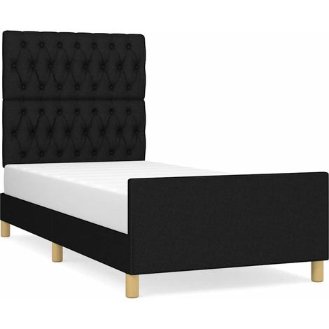 Lit simple Lit adulte Cadre de lit sans matelas noir 90x190 cm tissu (1/5)