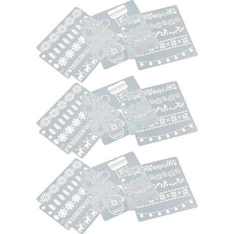 Lot de 9 pochoirs de Noël réutilisables pour peinture, gabarits de peinture creux, pour bricolage sur toile (1/5)