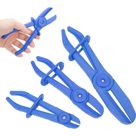 Pince coupante pour tuyau, 3 pièces, outil de coupe de tube plastique, poignée antidérapante bleue, sertissage de flexible (1/5)