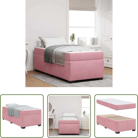 Lit moderne - Cadre de lit avec matelas Rose 80 x 200 cm tissu (1/5)
