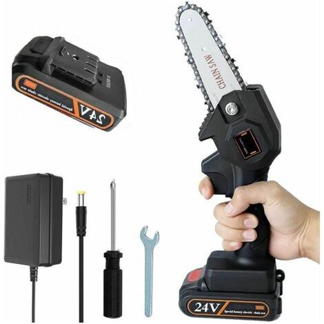 Tronçonneuse électrique sans fil, mini tronçonneuse de 10 cm, petite tronçonneuse portable pour la maison, tronçonneuse alimentée par batterie rechargeable (1/5)