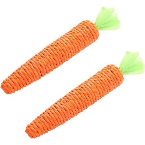 Juego de 2 juguetes masticables para gatos con forma de zanahoria, con empaque chirriante, juguetes interactivos para que los gatos y gatitos de interior los mastiquen y roan.