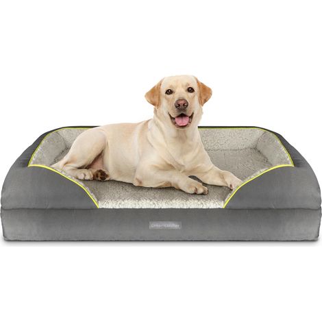 Dreamcatcher Grey Extra Large Dog Bed Orthopaedic Shredded Memory Foam, XL Fleece Sleeping Area, Non Slip Base, Washable Cover (1/5)