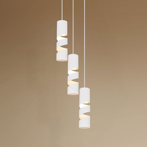 [NEUWERTIG] B-Ware TRIO Stream Hängeleuchte Pendelleuchte Lampe weiß Metall GU10 3 flammig Ø 28 cm (1/2)