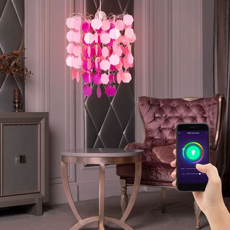 Smart Kinder Hänge Leuchte dimmbar Spiel Mädchen pink Decken Lampe App Sprachsteuerung im Set inkl. RGB LED Leuchtmittel