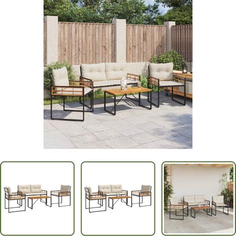 Terrassenmöbel - Gartenmöbel Set mit Kissen 4 pcs Creme (1/5)