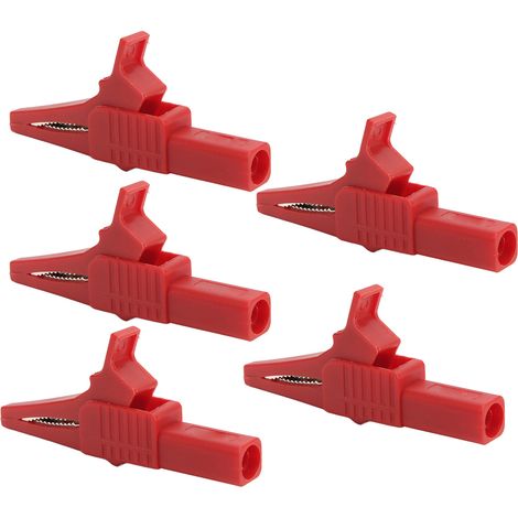 5 Stück J.60039 Multifunktions-Testklemmen, Sicherheitsklemmen mit 4-mm-Buchse für elektronische Instrumente, Rot (1/5)
