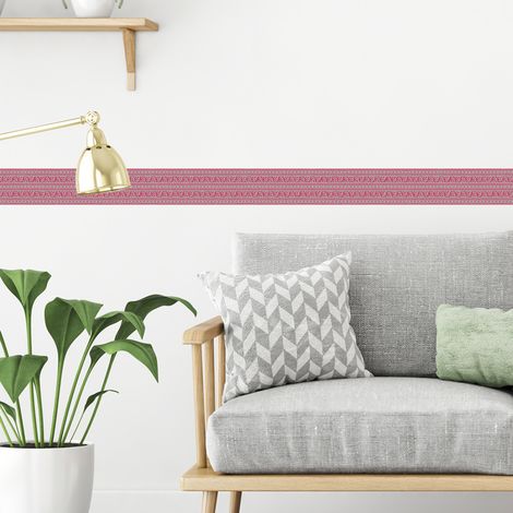 Frise adhésive décorative 10x300cm, motif floral rose, décoration murale intérieure (1/5)