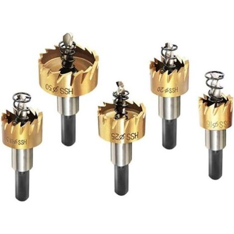 5 Pcs Scie À Cloche HSS Acier Cobalte HSS Scie Cloche en Acier Inoxydable, Perçage De Métal pour Outils Électriques De Forage À Métaux 16Mm 18.5Mm 20Mm 25Mm 30Mm or (1/4)