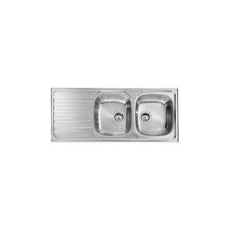 CM 010847DCSSX Nihal Lavello ad incasso 2 vasche rettangolari in acciaio inox satinato con gocciolatoio sinistro (116x50x16 cm) colore Acciaio inox (1/5)