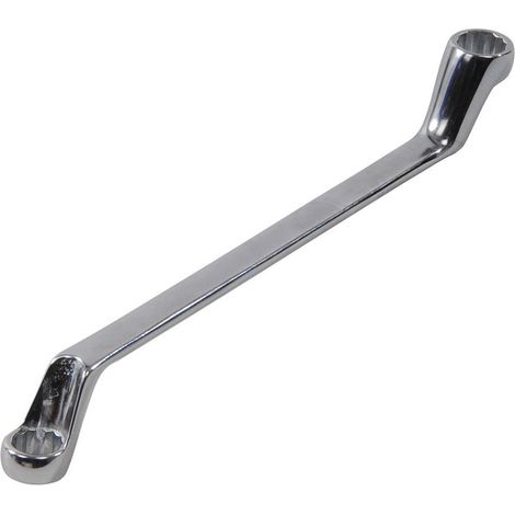 Dapetz ® Offset Double Ring Spanner Metric Hex Swan Neck Deep Wrench Spanner Chrome Vanadium Steel, Matte Chrome-Plated 75-Degree Offset, 25mm x 28mm, 12-Point (1/5)