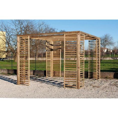 GAZEBO LEGNO LUXURY 318X378X240H SENZA PANNELLI A GRIGLIA ORIZONTALE AI PALI