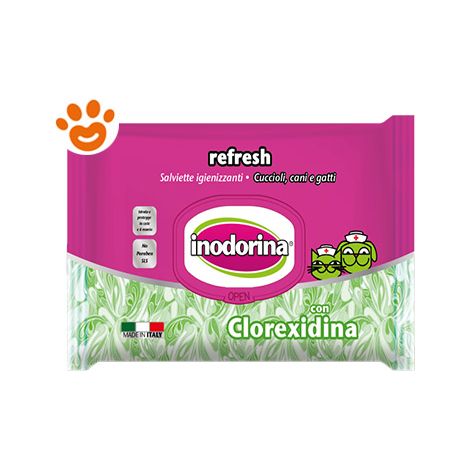 Inodorina Dog/Cat Refresh Clorexidina - Inodorina Dog/Cat Refresh Clorexidina - 40 Salviette