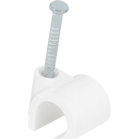 Attache-Câble Fixation électrique-Clips Serre Cavalier Cable 700414 Lot de 100 Attaches Fils Diamètres 8 à 12 mm sous Boite avec Accroche Blanc
