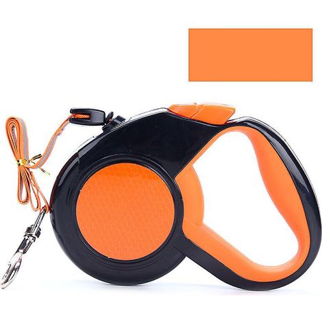 une Laisse Pour Chien Rtractable Orange, Une Laisse Pour Chien Rtractable De 8 M, Une Corde De Traction Rtractable Automatique Rflchissante, Une C (1/5)