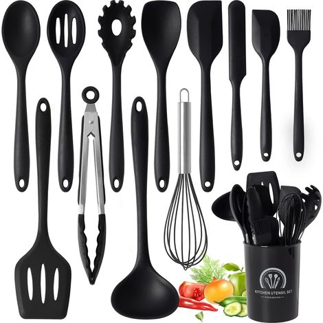 13 Pièces Ustensiles de Cuisine, Silicone de qualité Alimentaire, Sans BPA, Set Ustensiles Cuisine Accessoire Cuisine, Passe au lave-vaisselle (1/5)