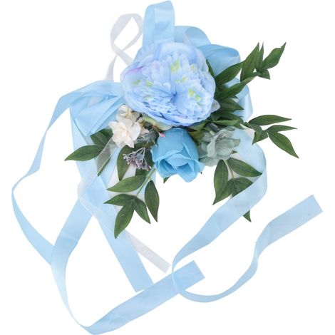 Fleurs empêchant la décoloration artificielles pour dossier de chaise de mariage brillantes des décorations de mariage photographiques (bleu clair) (1/5)