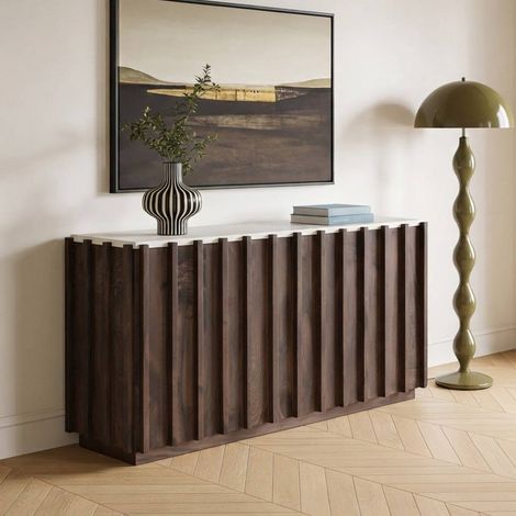 Buffet en bois de manguier et plateau blanc Lilith (1/5)