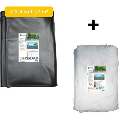 Pack Bassin de jardin : Bàche liner 12 m² 3X4m + feutre géotextile de protection (1/5)