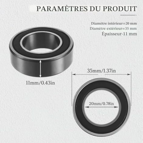 Roulements à Billes Roulements 20 x 35 x 11mm Roulements à Billes en Caoutchouc Scellés pour équipements Industriels Véhicules de Transport Machines(4 Pièces) (1/4)