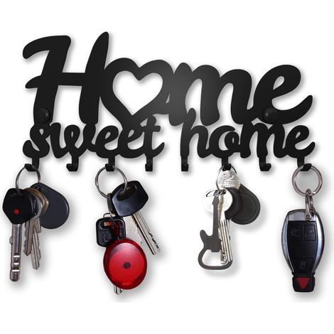 JSSEVN - Designer Wall-Mounted Key Holder, Home Sweet Home Decoration, Wall-Mounted Key Holder, Original Wall-Mounted Key Rack, Metal Wall Decor, Home Decor, Kitchen Storage Accessories (1/5)