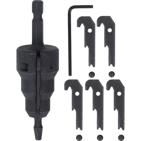 Alésoir de conduit électrique à tige de 1/4 pouce pour tuyaux en acier à haute teneur en carbone, kit d'outils avec 5 lames (1/5)