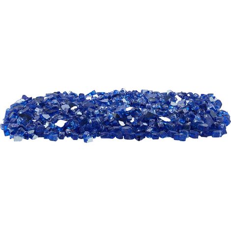 Mophorn Hochtemperaturbeständiges Feuerglas, 4,5 kg Glassteine für Feuerstellen, 12,7 mm reflektierende Glasperlen, Glasfelsen für Kamin, Feuerkristalle und Feuerperlen in Kobaltblau