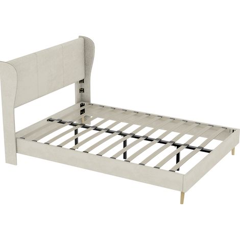 Letto imbottito moderno beige 160 x 200 cm con testiera capitonné MODENUIT (1/5)