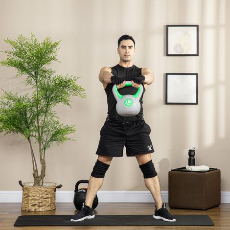 Kettlebell 16 kg. Haltère avec Poignée Ergonomique. Haltère à Boule. Musculation. Entraînement. 27 x 17 x 31 cm. Vert