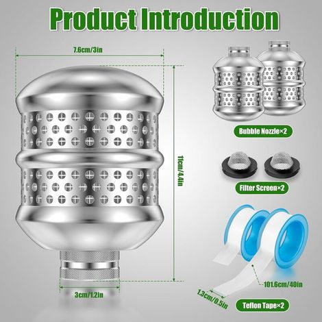 Aluminium-Filterkugeln für Garten, Wasserenthärter, Sprinklerfilter, Gartenwasserreiniger, Filterkugeln (2 Stück) + PTFE-Band (2 Stück) (1/4)