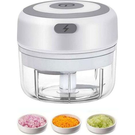 Mini hachoir à ail électrique rechargeable par USB, idéal pour les épices, les oignons et autres aliments.Comprend également un mini