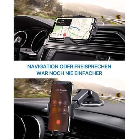 Handyhalterung Auto, [3 in 1] [Stabiler], Universal-Handyhalterung Auto mit Clip und Saugnapf, 360°-Drehung, Einhandbedienung für alle Handys (iPhone 14), Auto, GPS