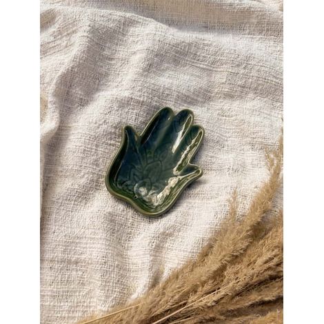Keramik Hamsa Grüner Untersetzer (1/3)