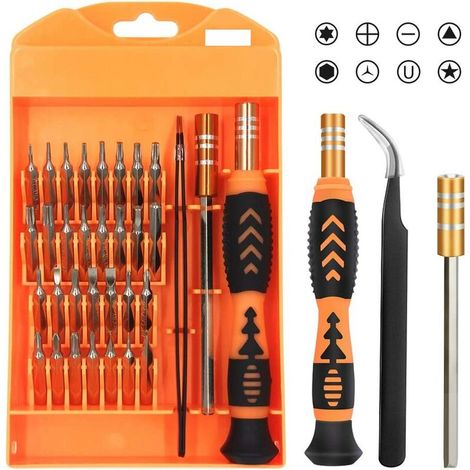 Kit Tournevis de Précision 33 en 1, Mini Outils de Réparation Pour Lunettes, Téléphone, Informatique, Tablette, Montre, Caméra, Bijou, Jouets (1/5)