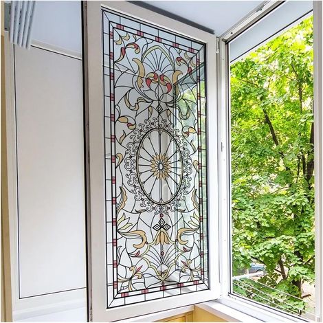 Vitrail fenêtre Autocollants décoratifs 3D en vinyle autocollant pour vitrail, décoration de fenêtre (1/5)