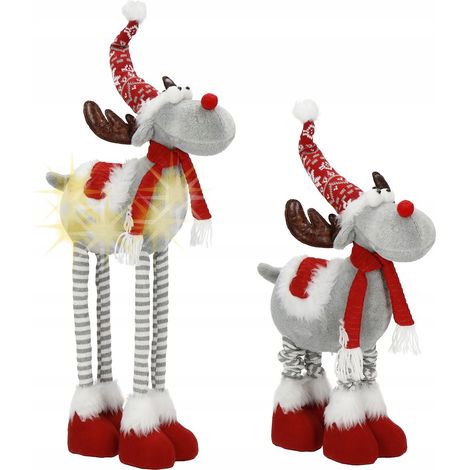 RENNA FIGURINA NATALIZIA DECORAZIONE 85cm REGALO TELESCOPICO LED