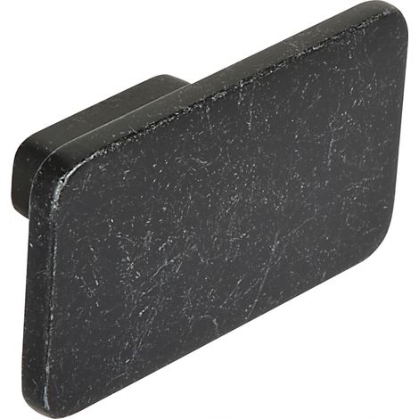 Siro Möbelknopf Biris Breite 58x33mm - Möbelknauf rechteckig aus Metall, Zinkdruckguss eisenfärbig matt getrommelt
