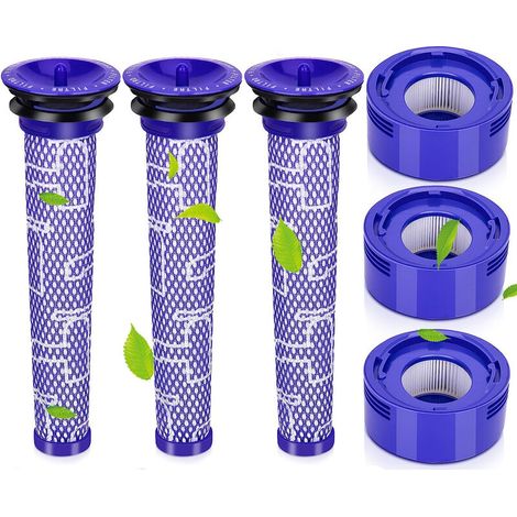 Ersatzfilter für Dyson V8 V7 Absolute Animal Motorhead, 3 Nach-HEPA-Filter, 3 Vorfilter, Ersatzteil, ersetzt die Teilenummern 965661-01 und 967478-01 (1/5)