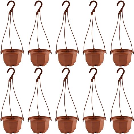 10 pots de fleurs suspendus en plastique, jardinières suspendues cm avec crochet (1/5)