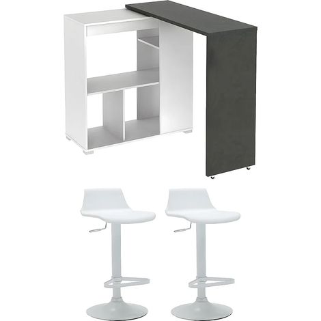 Set "Mobile bar": Mobile da bar SATURNE + 2 sgabelli da bar CALAS Bianco (1/5)
