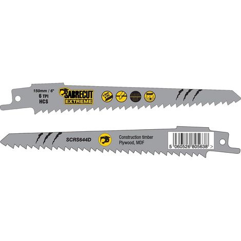 SCRS644D5 - Jeu de 10 lames de scie alternative 150 mm 6 TPI S644D pour une coupe ultra-rapide du bois Pour Bosch Dewalt Makita etc.