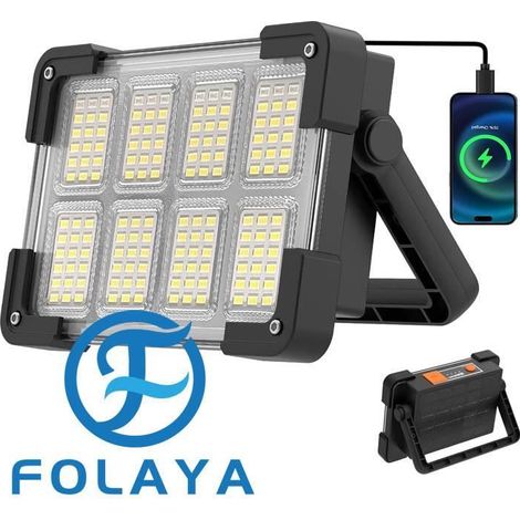 Projecteur LED Rechargeable, Projecteur LED Chantier Portable, Lampe de Travail LED Étanche, Lumière Rechargeable USB 4 Modes Avec (1/4)