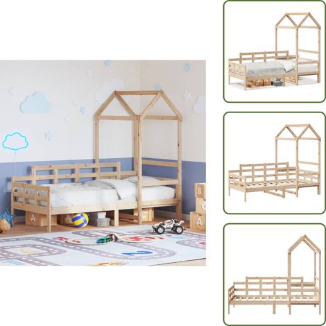 Letto per bambini - vidaXL Dormeuse con Tetto 80x200 cm in Legno Massello di Pino - Letto con tetto per bambini