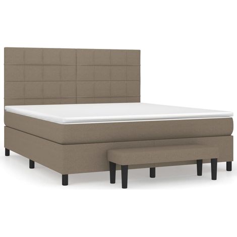 Maison Exclusive - Sommier à lattes de lit avec matelas Taupe 180x200 cm Tissu (1/5)