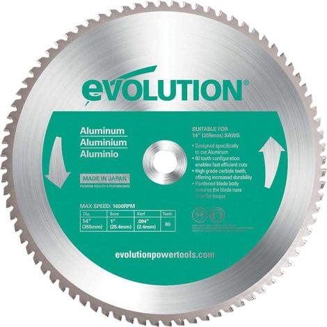 Evolution Aluminium Cutting Chop Saw Blade 355 x 25.4mm x 80T