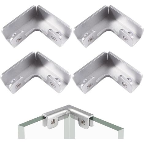 Stück 13,5-mm-Glasklemmen, Glasclips aus Aluminiumlegierung, verstellbare Glasklemmhalterungen, Glasbefestigungsclips, für 11–12 mm dickes Glas, L-förmig (1/5)