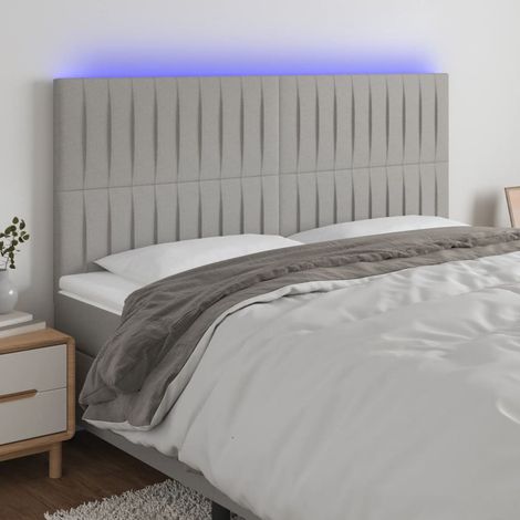 Tête de lit à LED Gris clair 160x5x118/128 cm Tissu (1/5)